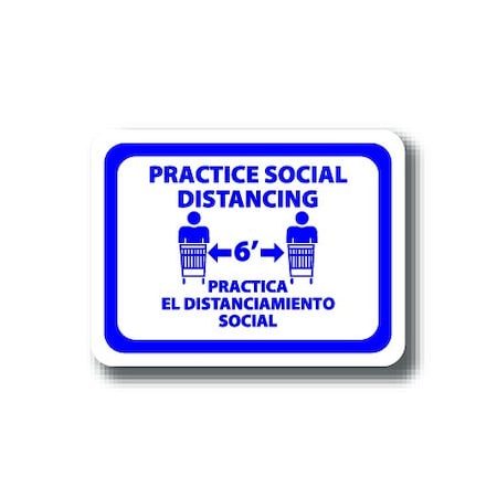 Ergomat 24in x 18in RECTANGLE SIGNS Practice Social Distnacing - Bilingual English/Spanish DSV-SIGN 432 #2964 -UEN